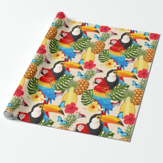 Papier Cadeau Papier d'emballage motif tropical (Déroulé)