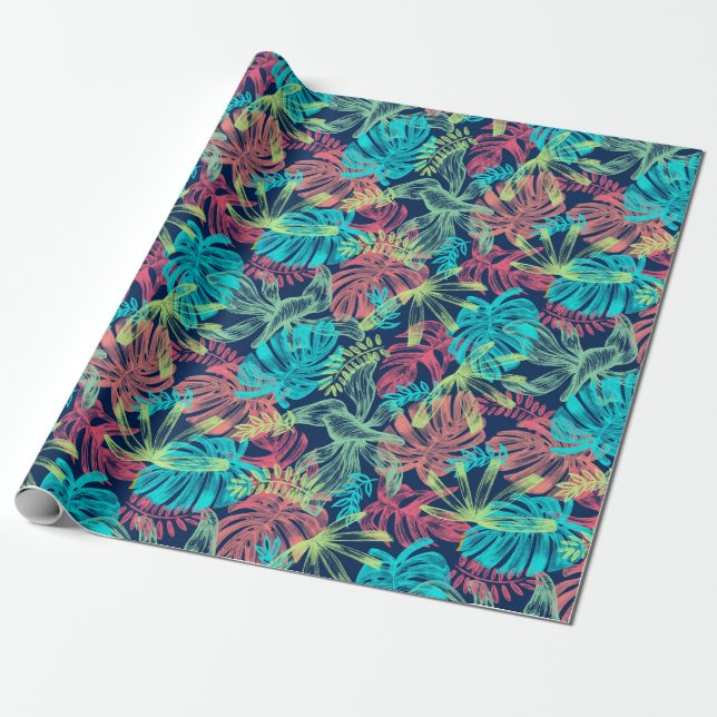 Papier Cadeau Papier d'emballage motif tropical (Déroulé)
