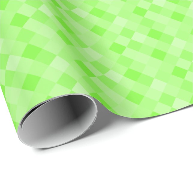 Papier Cadeau Papier d'emballage motif vert néon petit pixélisé (Coin rond)