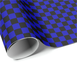 Papier Cadeau Papier d'emballage moyen de contrôles de bleu noir