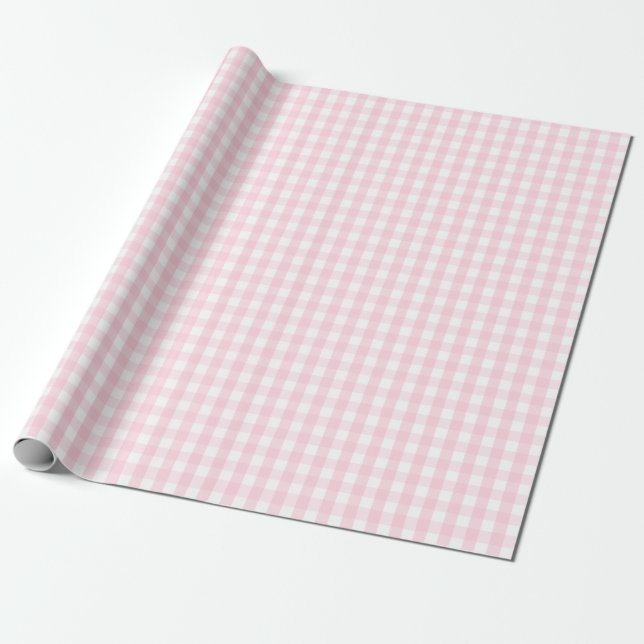 Papier Cadeau Papier d'emballage moyen de guingan rose-clair et (Déroulé)