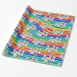 Papier Cadeau Papier d'emballage multi-pups arc-en-ciel giftwrap