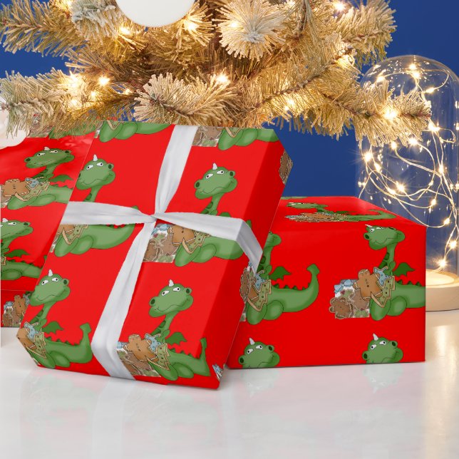 Papier Cadeau Papier d'emballage Noël Dragon Holiday (Vacances)