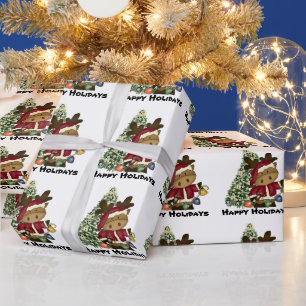 Papier Cadeau Papier d'emballage Noël Moose Holiday