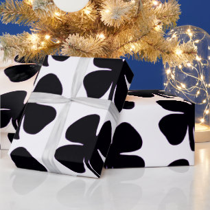 Papier Cadeau Papier d'emballage noir brillant Clover grand