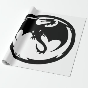 Papier Cadeau Papier d'emballage noir Dragon blanc mat grand
