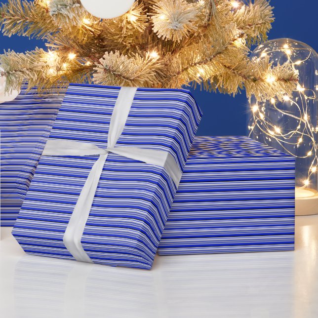 Papier Cadeau Papier d'emballage officiel à ligne bleue mince (Vacances)