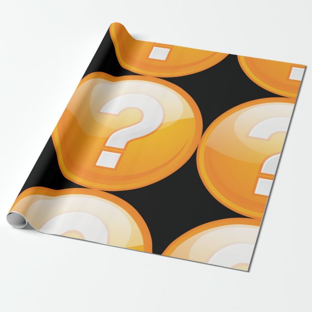 Papier Cadeau Papier d'emballage orange de point d'interrogation (Déroulé)