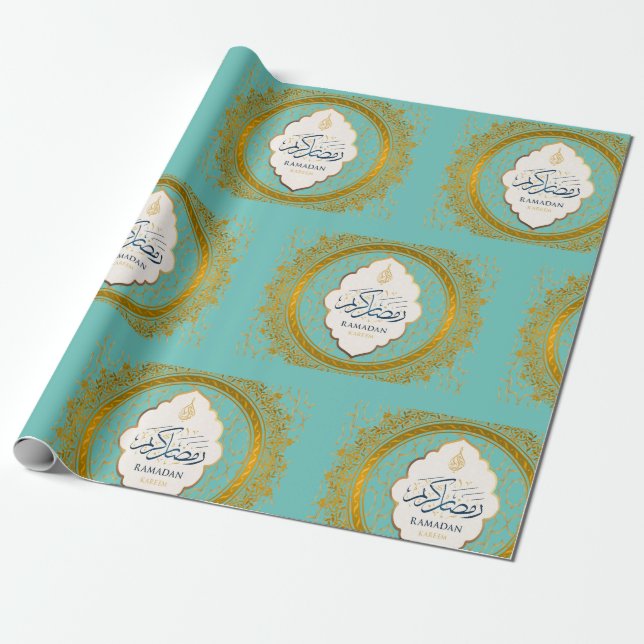 Papier Cadeau Papier d'emballage ornementarabe doré du Ramadan (Déroulé)