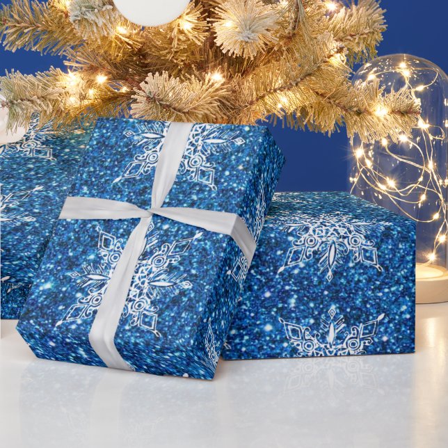 Papier Cadeau papier d'emballage parties scintillant et flocons  (Vacances)