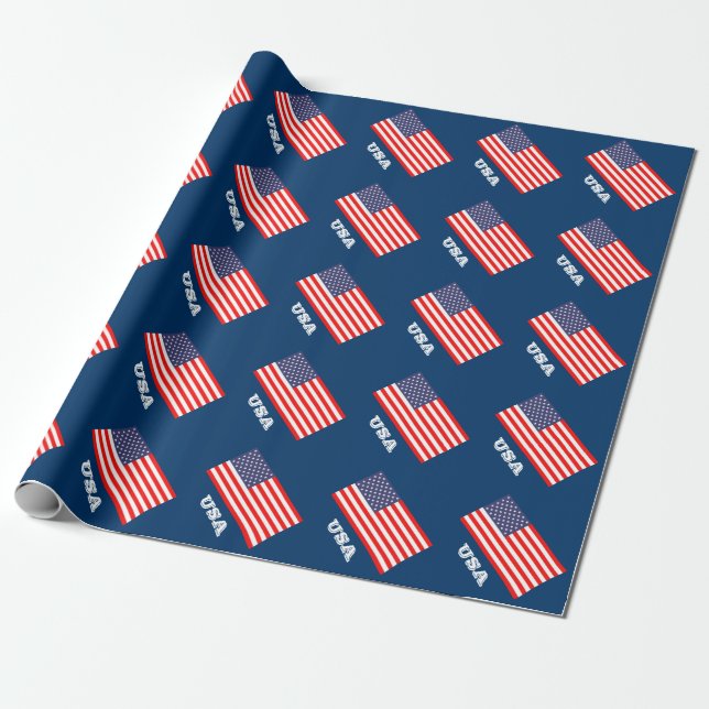 Papier Cadeau Papier d'emballage patriotique avec drapeau d'Amér (Déroulé)