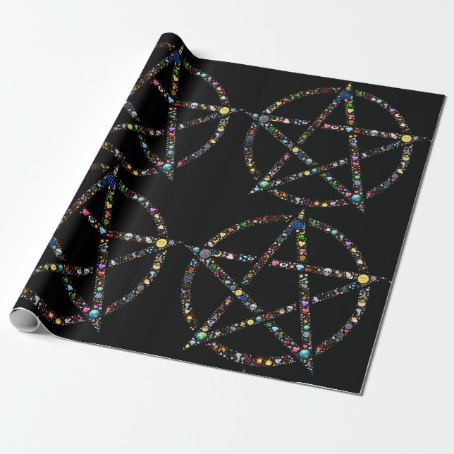 Papier Cadeau papier d'emballage pentagramme wicca (Déroulé)