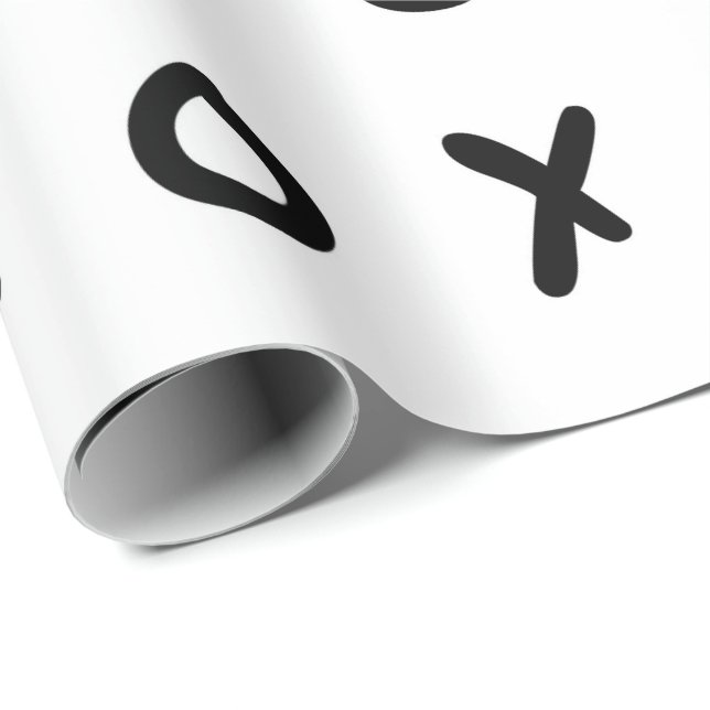Papier Cadeau Papier d'emballage personnalisé Blanc & Noir X O X (Coin rond)