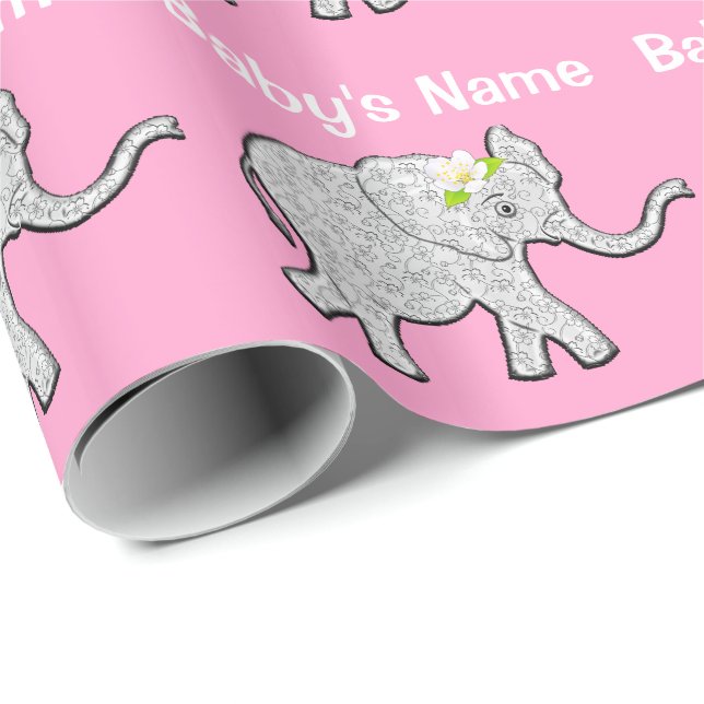 Papier Cadeau Papier d'emballage personnalisé de baby shower (Coin rond)