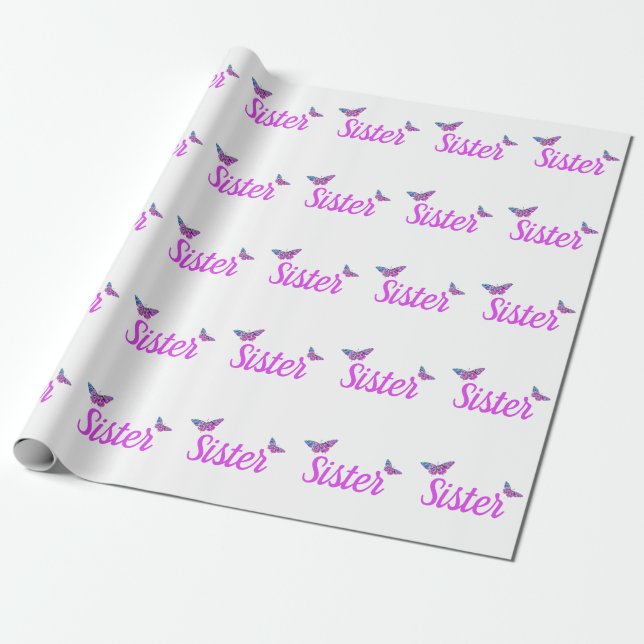 Papier Cadeau Papier d'emballage personnalisé de soeur (Déroulé)