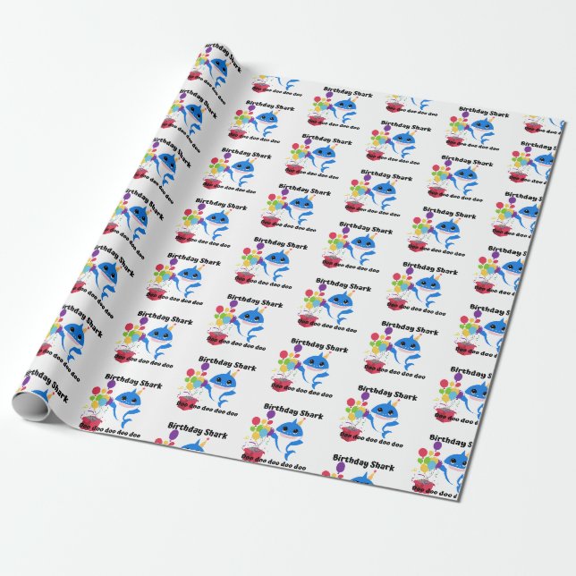 Papier Cadeau Papier d'emballage pour bébé requin (Déroulé)