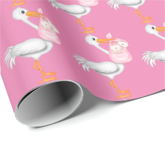 Papier Cadeau Papier d'emballage pour bébés filles jumelles (Coin rond)