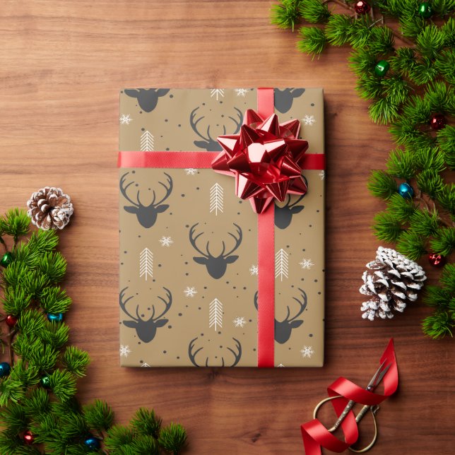 Papier Cadeau Papier d'emballage pour cerfs de fête pour cadeaux (Cadeau de vacances)