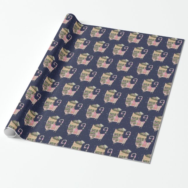 Papier Cadeau Papier d'emballage pour chats de vacances (Déroulé)