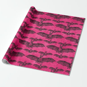 Papier Cadeau Papier d'emballage pour chauves-souris roses