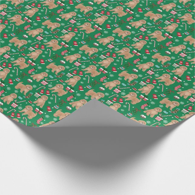 Papier Cadeau Papier d'emballage pour chien de Noël de Cavoodle (Coin)