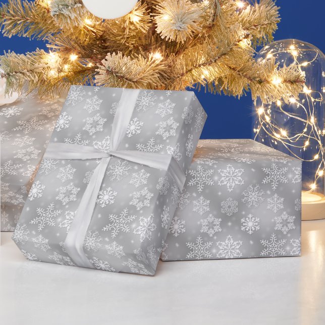 Papier Cadeau Papier d'emballage pour flocon de neige gris de No (Vacances)