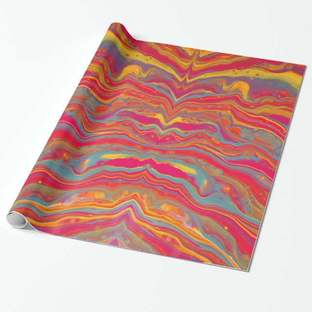 Papier Cadeau Papier d'emballage psychédélique (Déroulé)