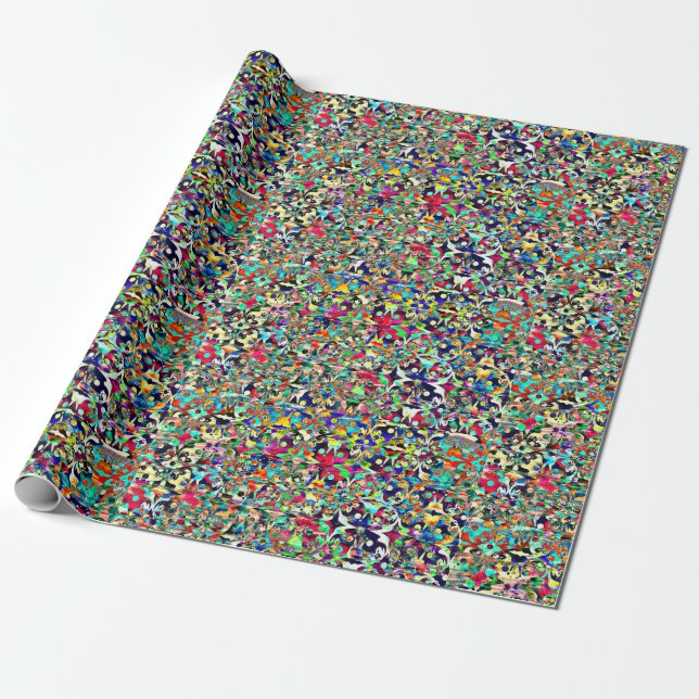 Papier Cadeau Papier d'emballage PSYCHÉDÉLIQUE MAT (Déroulé)