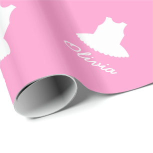 Papier Cadeau Papier d'emballage rose pour bébé avec tutu de bal