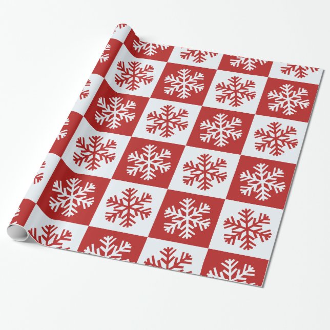 Papier Cadeau Papier d'emballage rouge blanc à damier (Déroulé)