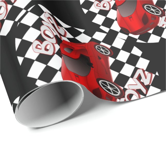 Papier Cadeau Papier d'emballage rouge de voiture de sport de (Coin rond)