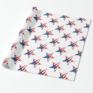 Papier Cadeau Papier d'emballage rouge d'étoiles patriotiques