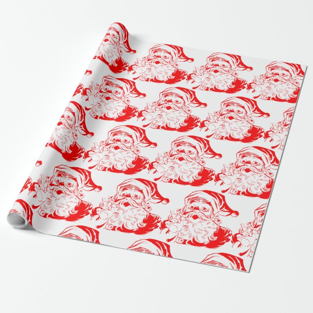 Papier Cadeau Papier d'emballage ROUGE ET BLANC de PÈRE NOËL (Déroulé)