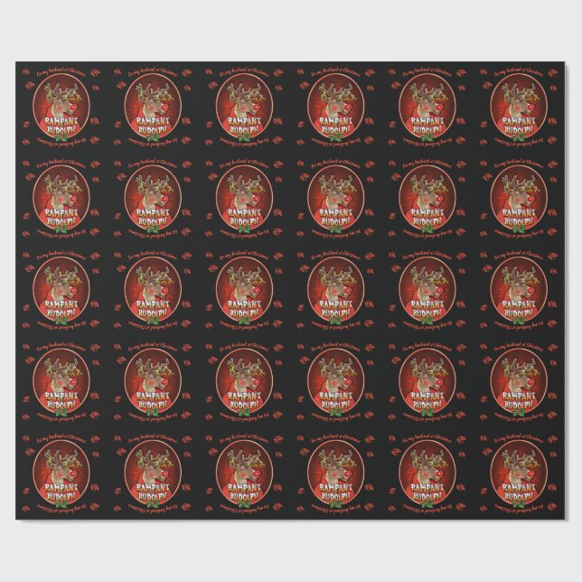 Papier Cadeau Papier d'emballage rouge glacé Rampant Rudolph mar (Plat)