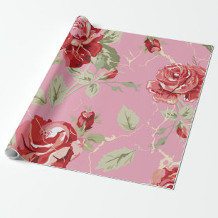 Papier Cadeau Papier d'emballage rouge rose et blanc classique