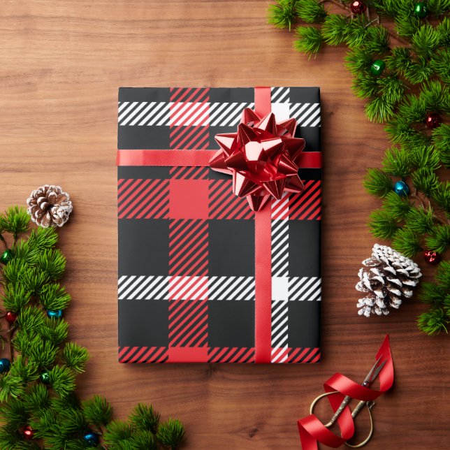 Papier Cadeau Papier d'emballage rouge Twill Plaid (Cadeau de vacances)