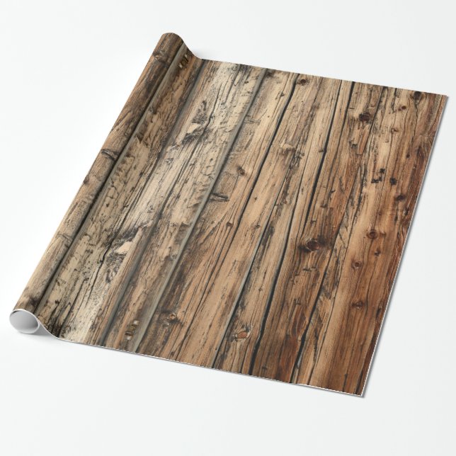 Papier Cadeau Papier d'emballage rustique en bois de chêne (Déroulé)