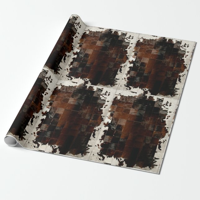 Papier Cadeau Papier d'emballage Tan White Cowhide (Déroulé)