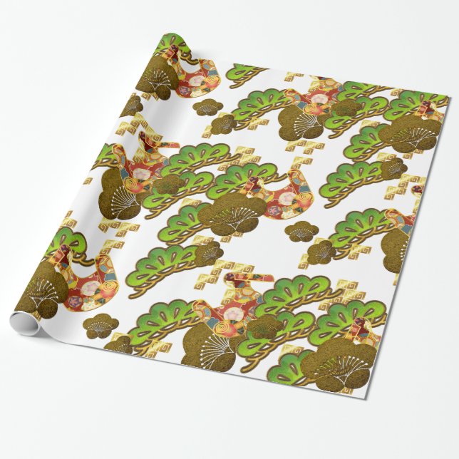 Papier Cadeau Papier d'emballage tressé Chiyogami-Washi (Déroulé)