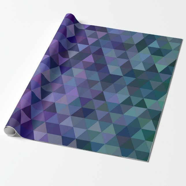 Papier Cadeau papier d'emballage triangles bleu violet (Déroulé)