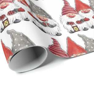 Papier Cadeau Papier d'emballage - Trois Gnomes de Noël