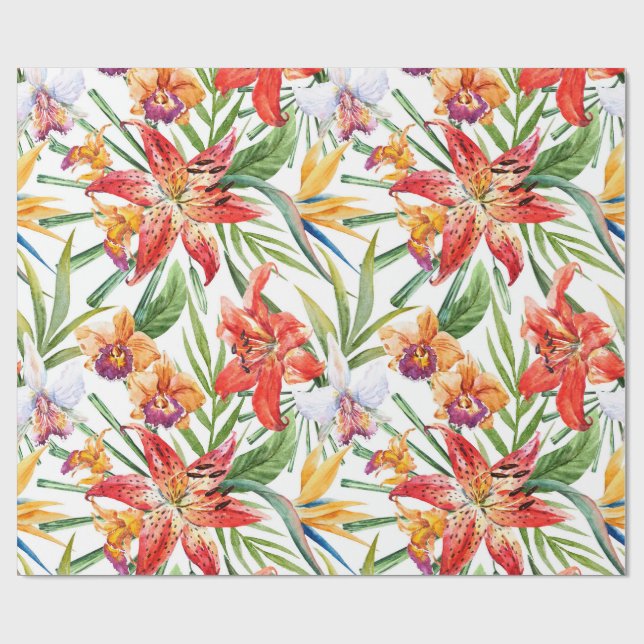 Papier Cadeau papier d'emballage, tropiques (blancs) (Plat)