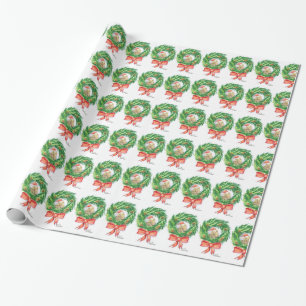 Papier Cadeau Papier d'emballage unique de Noël Kiwi et couronne