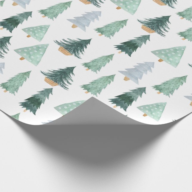 Papier Cadeau Papier d'emballage vert de cadeaux de Noël de pins (Coin)