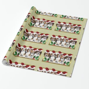 Papier Cadeau Papier d'emballage vert de chiots de beagle de