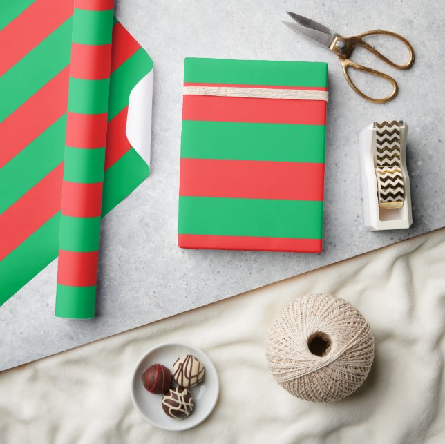 Papier Cadeau papier d'emballage vert et rouge de noël (Artisanat)