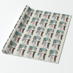 Papier Cadeau Papier d'emballage vintage les années 70 Noël
