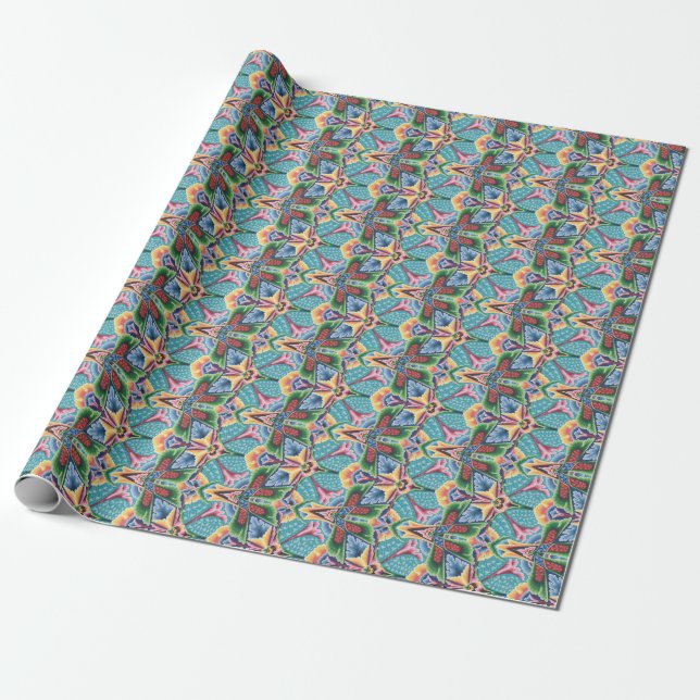 Papier Cadeau Papier d'emballage vintage les années 70 Noël (Déroulé)