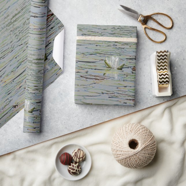 Papier Cadeau Papier d'enlèvement de fleurs nénuphar Pond Lake (Artisanat)