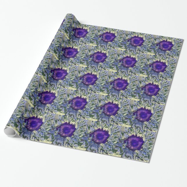 Papier Cadeau Papier d'enlèvement de fleurs violettes (Déroulé)